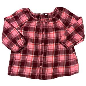 Gap Kids Button Up Plaid Pink Top Girls Size M